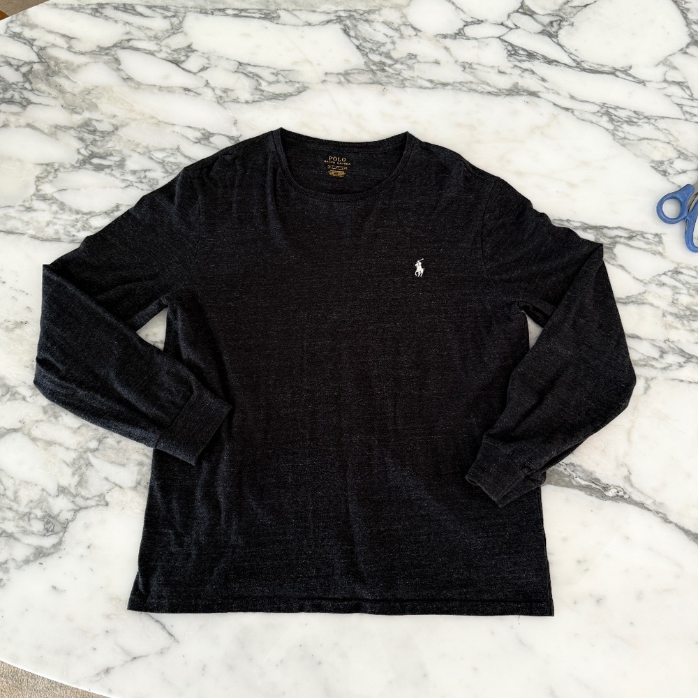 Polo Ralph Lauren Mens Medium Dark Gray Long sleeve Cotton T-shirt